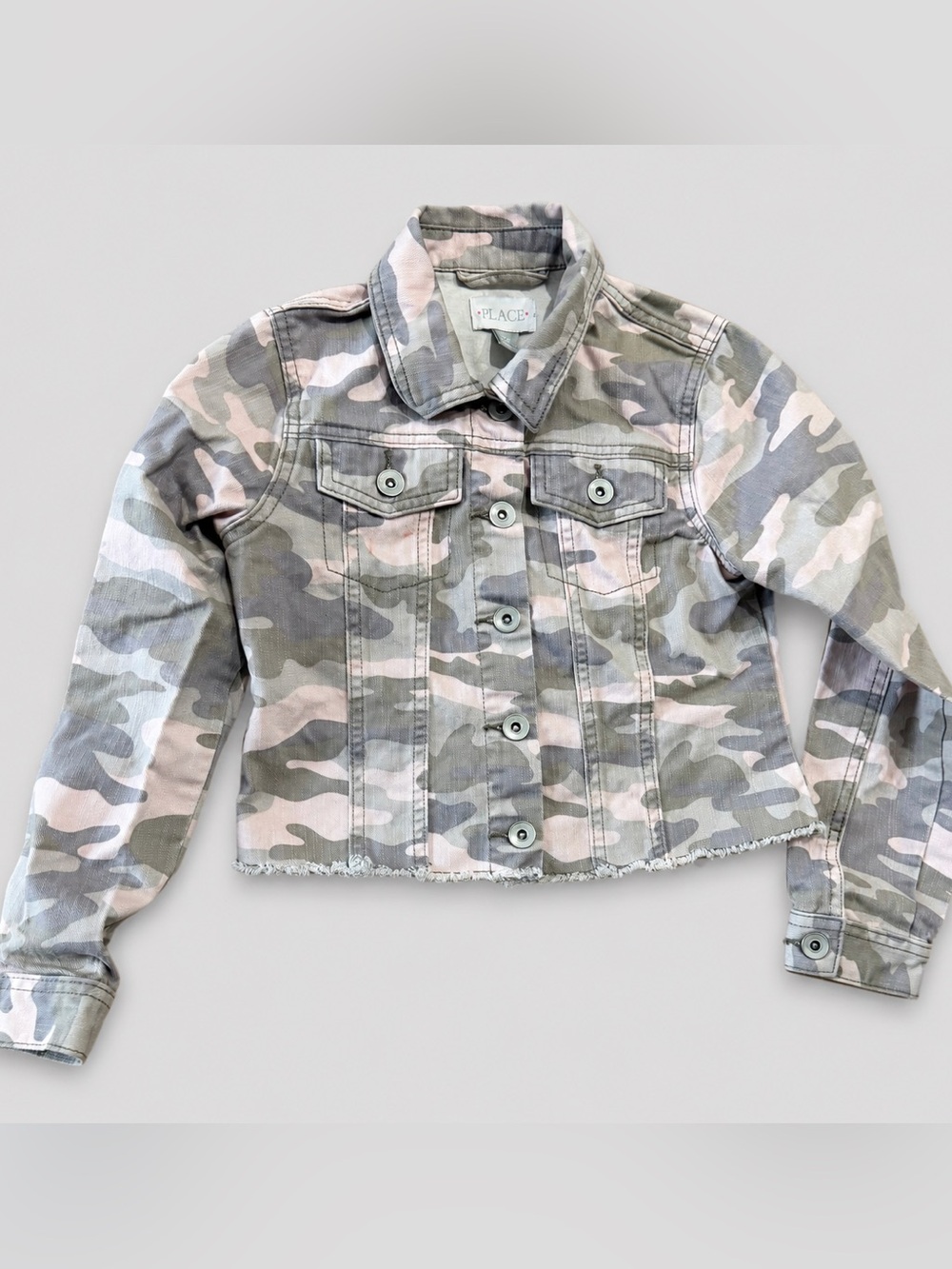 The Children's Place Pink & Gray Camo Denim Jacket